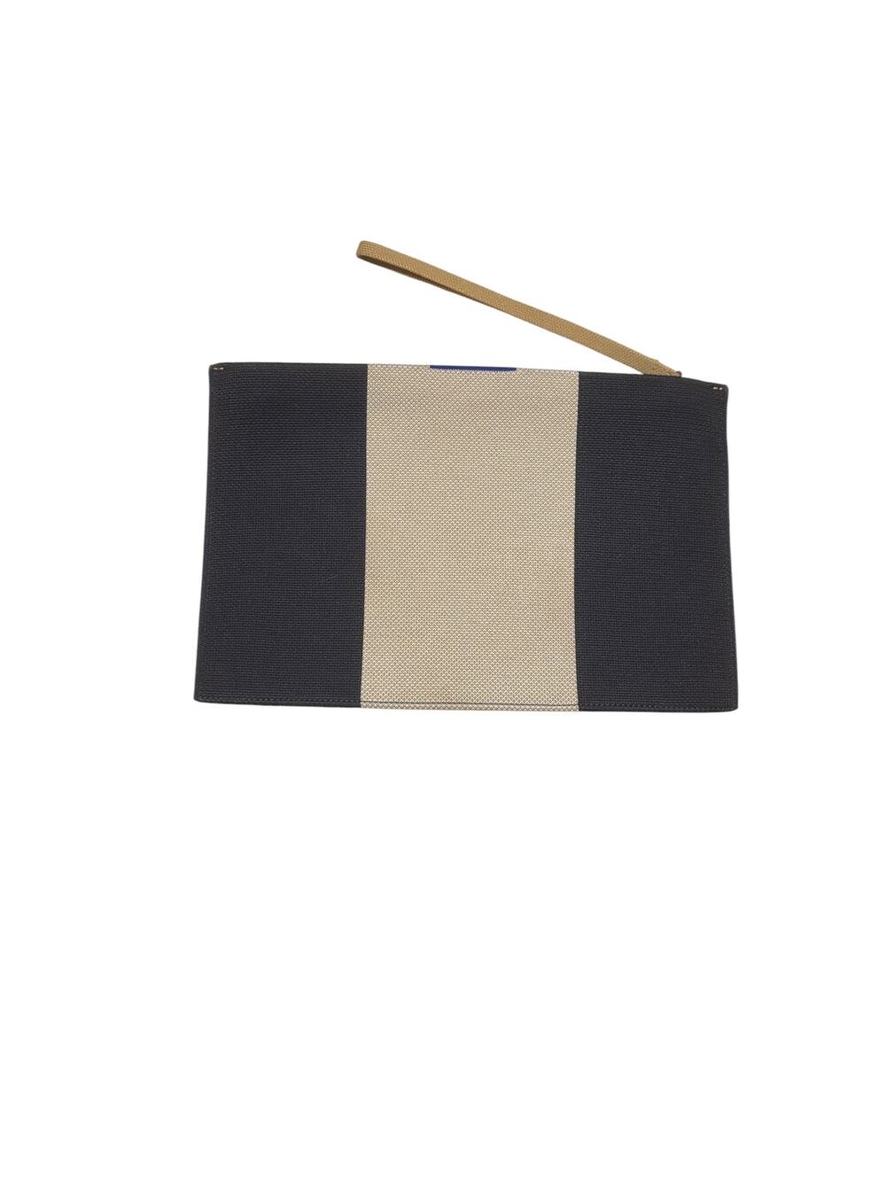 Rothy's The Essential Pouch Wristlet — Navy & Cream Colorblock Stripe, Washable